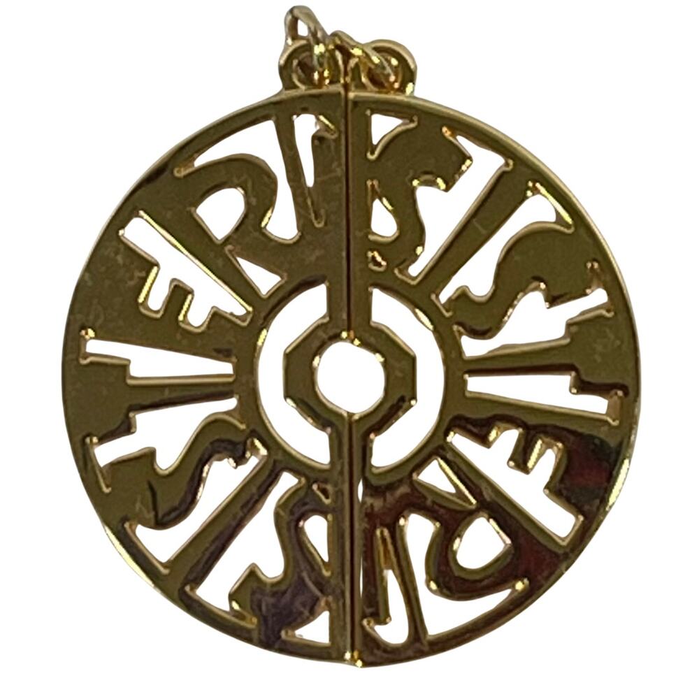Gold Plated Sister Double Half Circle Pendant Set